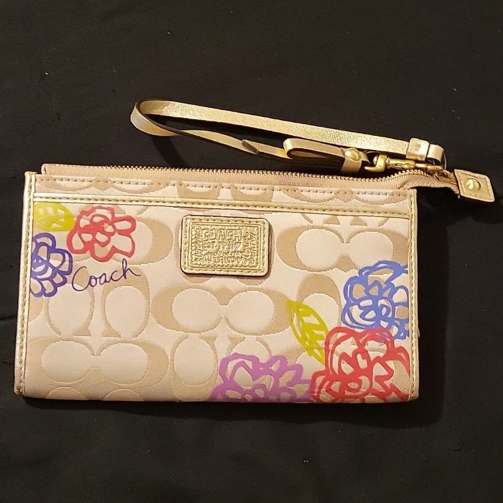 Coach Cream Wristlet with Multicolor Floral Design - Picture 8 of 14